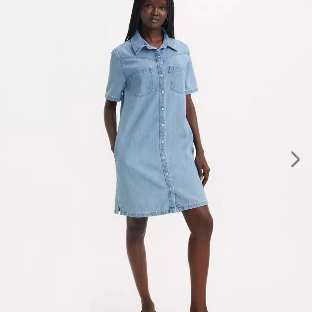 Light Blue Denim Shirt Dress